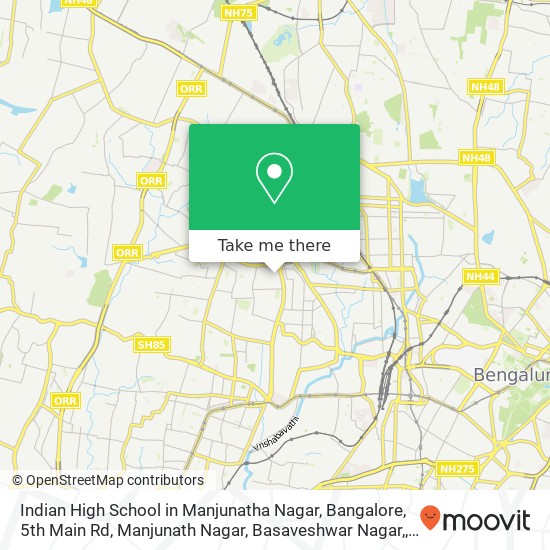 Indian High School in Manjunatha Nagar, Bangalore, 5th Main Rd, Manjunath Nagar, Basaveshwar Nagar, map