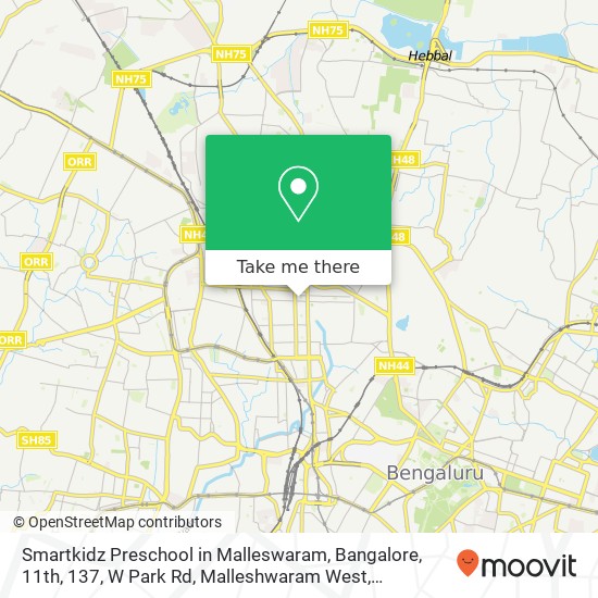 Smartkidz Preschool in Malleswaram, Bangalore, 11th, 137, W Park Rd, Malleshwaram West, Bengaluru, map
