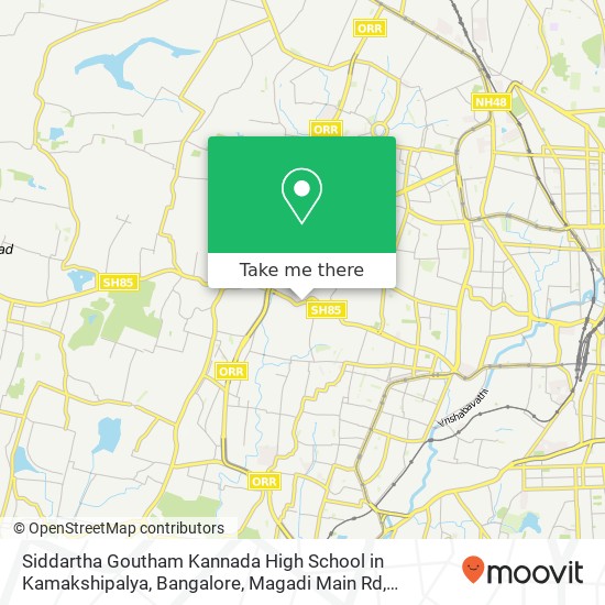 Siddartha Goutham Kannada High School in Kamakshipalya, Bangalore, Magadi Main Rd, Kamaksipalya, Be map