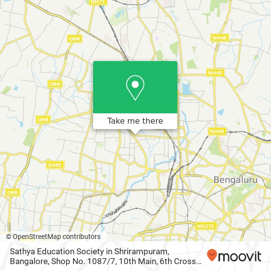 Sathya Education Society in Shrirampuram, Bangalore, Shop No. 1087 / 7, 10th Main, 6th Cross Puttaswa map