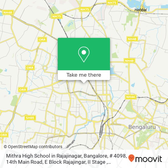Mithra High School in Rajajinagar, Bangalore, # 4098, 14th Main Road, E Block Rajajingar, II Stage map