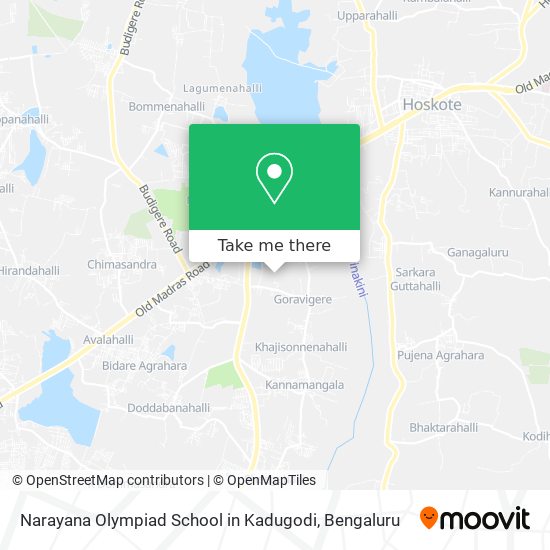 Narayana Olympiad School in Kadugodi map