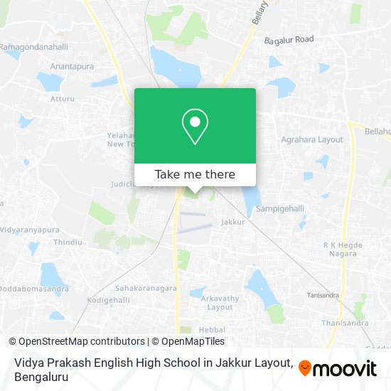 Vidya Prakash English High School in Jakkur Layout map