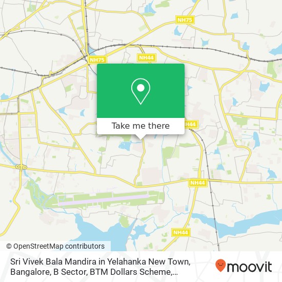 Sri Vivek Bala Mandira in Yelahanka New Town, Bangalore, B Sector, BTM Dollars Scheme, Vibhutipura, map
