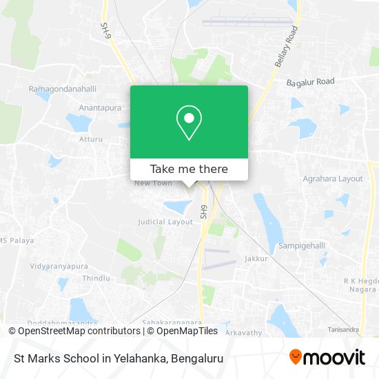 St Marks School in Yelahanka map