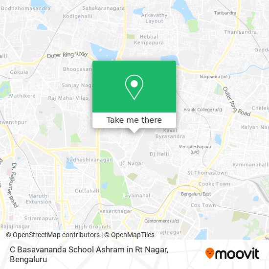 C Basavananda School Ashram in Rt Nagar map