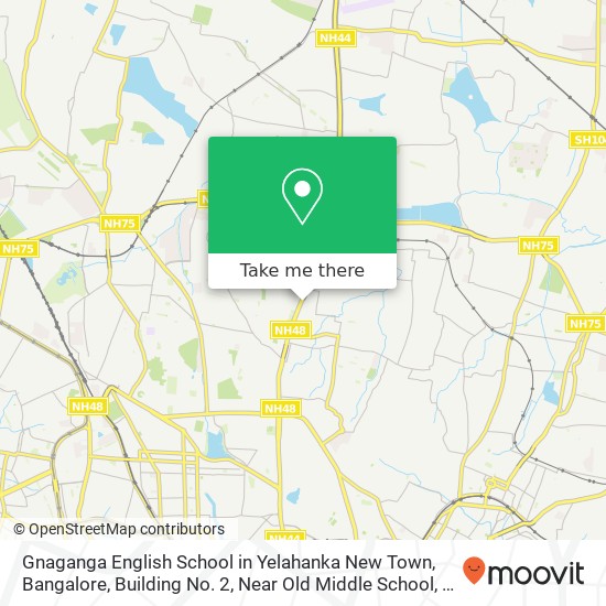 Gnaganga English School in Yelahanka New Town, Bangalore, Building No. 2, Near Old Middle School, B map