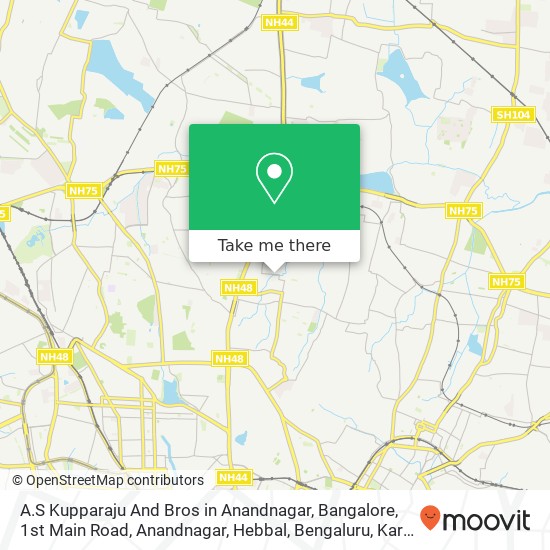 A.S Kupparaju And Bros in Anandnagar, Bangalore, 1st Main Road, Anandnagar, Hebbal, Bengaluru, Karn map