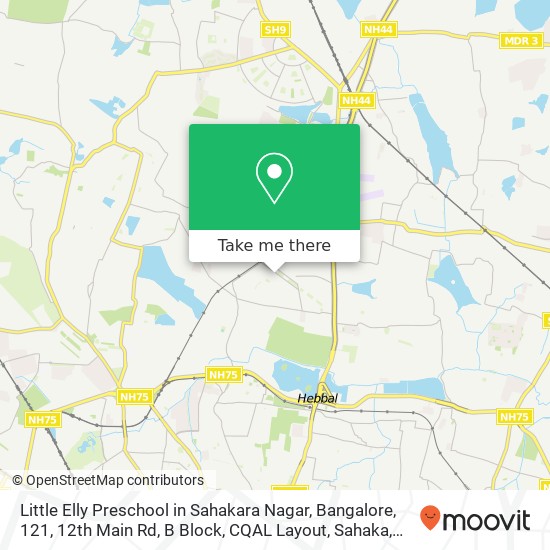 Little Elly Preschool in Sahakara Nagar, Bangalore, 121, 12th Main Rd, B Block, CQAL Layout, Sahaka map