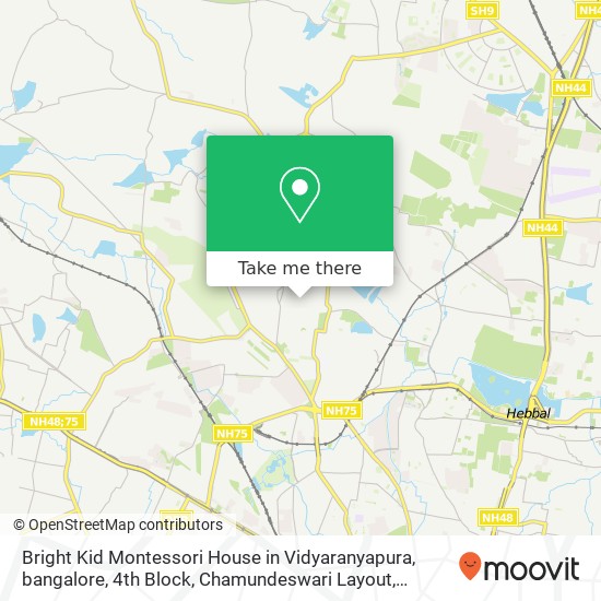 Bright Kid Montessori House in Vidyaranyapura, bangalore, 4th Block, Chamundeswari Layout, Jalahall map