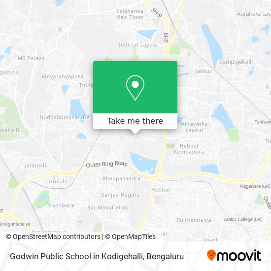 Godwin Public School in Kodigehalli map
