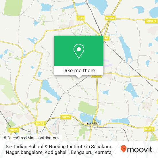 Srk Indian School & Nursing Institute in Sahakara Nagar, bangalore, Kodigehalli, Bengaluru, Karnata map