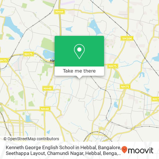 Kenneth George English School in Hebbal, Bangalore, Seethappa Layout, Chamundi Nagar, Hebbal, Benga map