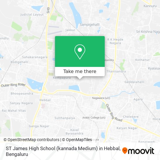 ST James High School (kannada Medium) in Hebbal map