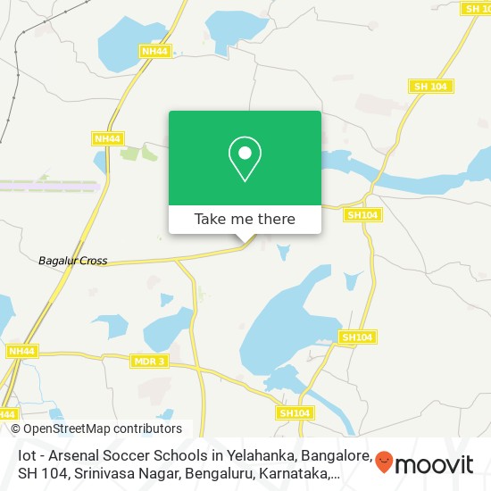 Iot - Arsenal Soccer Schools in Yelahanka, Bangalore, SH 104, Srinivasa Nagar, Bengaluru, Karnataka map