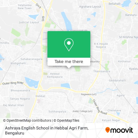 Ashraya English School in Hebbal Agri Farm map