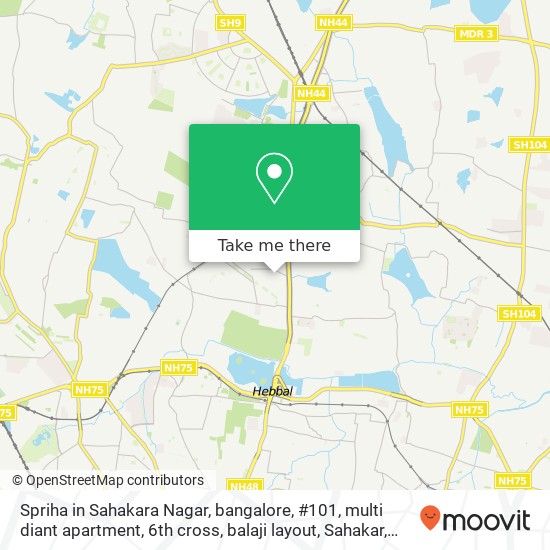 Spriha in Sahakara Nagar, bangalore, #101, multi diant apartment, 6th cross, balaji layout, Sahakar map