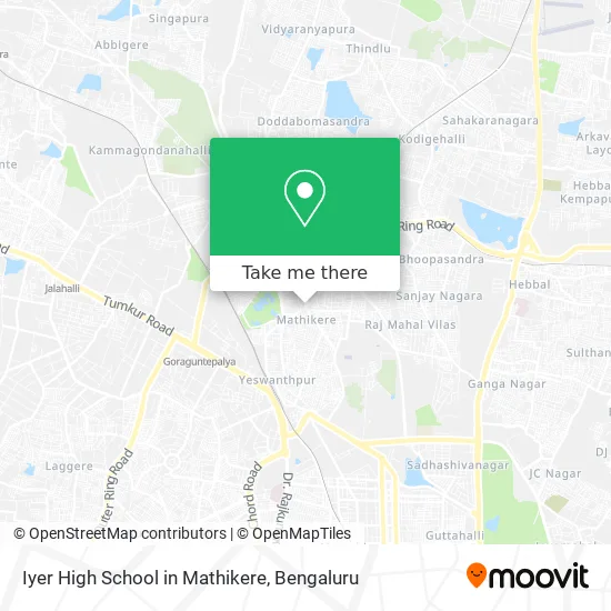 Iyer High School in Mathikere map