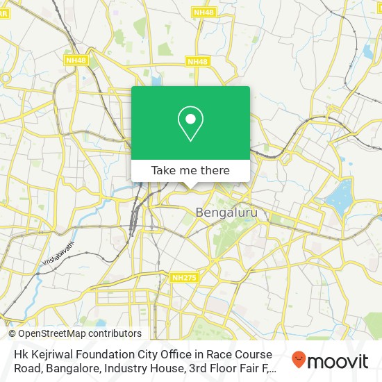 Hk Kejriwal Foundation City Office in Race Course Road, Bangalore, Industry House, 3rd Floor Fair F map