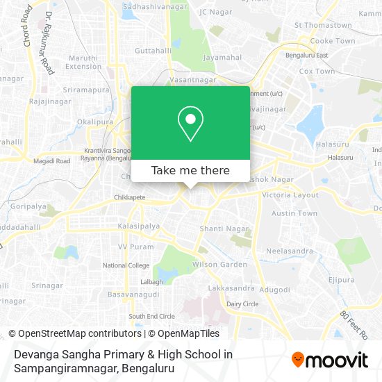 Devanga Sangha Primary & High School in Sampangiramnagar map