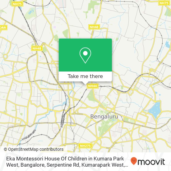 Eka Montessori House Of Children in Kumara Park West, Bangalore, Serpentine Rd, Kumarapark West, Ku map