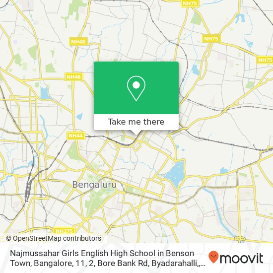 Najmussahar Girls English High School in Benson Town, Bangalore, 11, 2, Bore Bank Rd, Byadarahalli, map