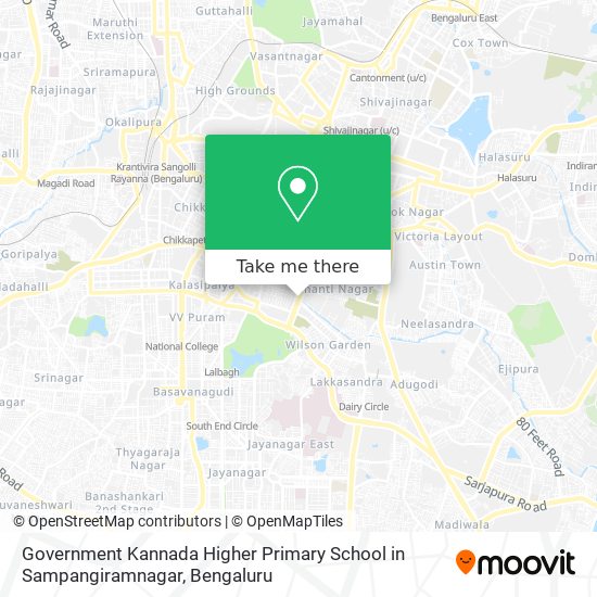 Government Kannada Higher Primary School in Sampangiramnagar map