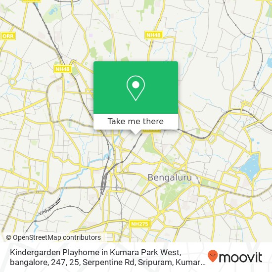 Kindergarden Playhome in Kumara Park West, bangalore, 247, 25, Serpentine Rd, Sripuram, Kumara Park map