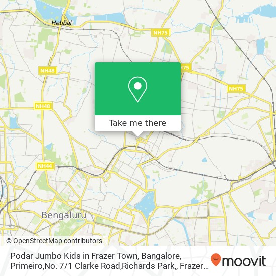 Podar Jumbo Kids in Frazer Town, Bangalore, Primeiro,No. 7 / 1 Clarke Road,Richards Park,, Frazer Tow map