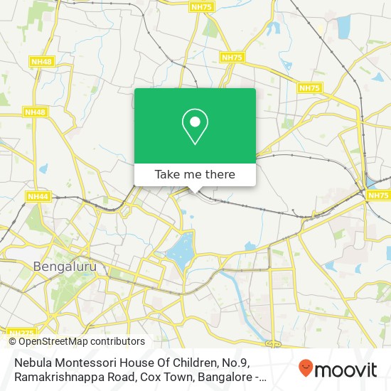 Nebula Montessori House Of Children, No.9, Ramakrishnappa Road, Cox Town, Bangalore - 560005, Oppos map