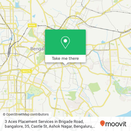 3 Aces Placement Services in Brigade Road, bangalore, 35, Castle St, Ashok Nagar, Bengaluru, Karnat map