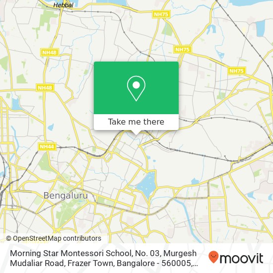 Morning Star Montessori School, No. 03, Murgesh Mudaliar Road, Frazer Town, Bangalore - 560005, Nea map