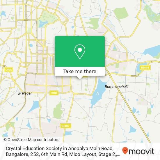 Crystal Education Society in Anepalya Main Road, Bangalore, 252, 6th Main Rd, Mico Layout, Stage 2, map
