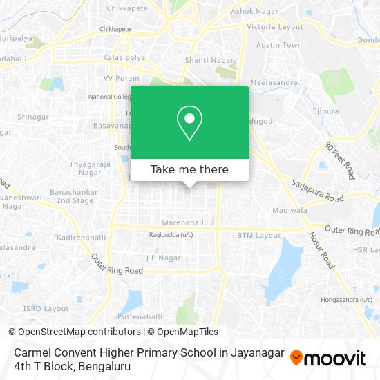Carmel Convent Higher Primary School in Jayanagar 4th T Block map