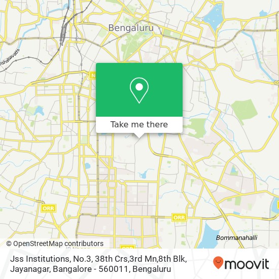 Jss Institutions, No.3, 38th Crs,3rd Mn,8th Blk, Jayanagar, Bangalore - 560011 map