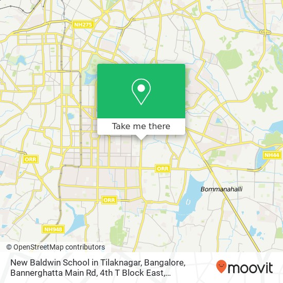 New Baldwin School in Tilaknagar, Bangalore, Bannerghatta Main Rd, 4th T Block East, Pattabhirama N map