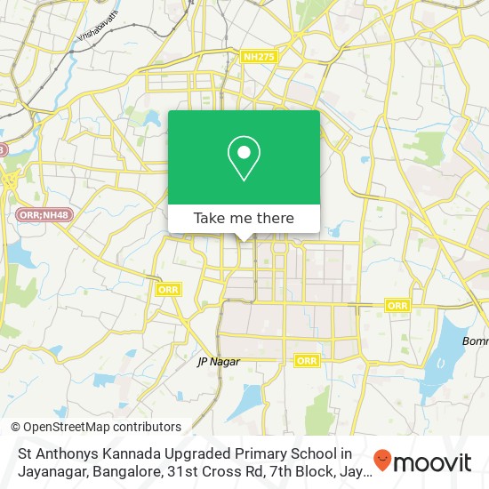 St Anthonys Kannada Upgraded Primary School in Jayanagar, Bangalore, 31st Cross Rd, 7th Block, Jaya map