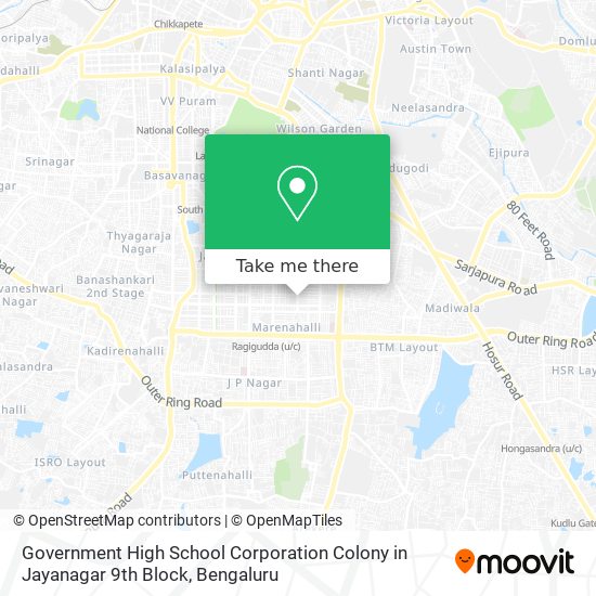 Government High School Corporation Colony in Jayanagar 9th Block map
