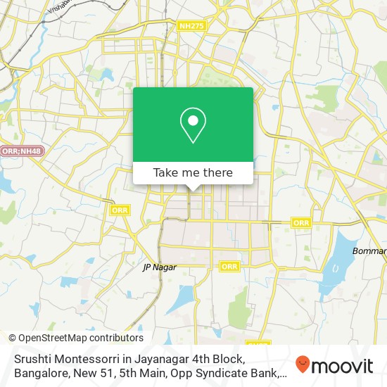 Srushti Montessorri in Jayanagar 4th Block, Bangalore, New 51, 5th Main, Opp Syndicate Bank, 36th C map