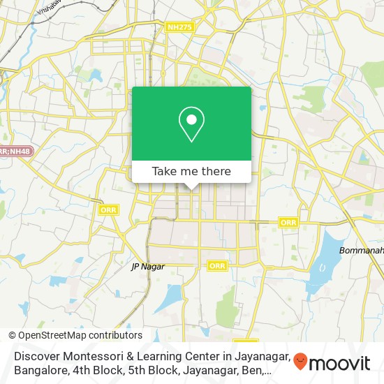 Discover Montessori & Learning Center in Jayanagar, Bangalore, 4th Block, 5th Block, Jayanagar, Ben map