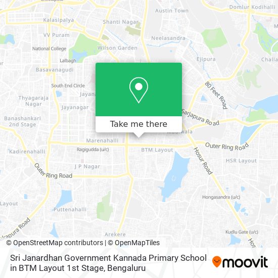 Sri Janardhan Government Kannada Primary School in BTM Layout 1st Stage map