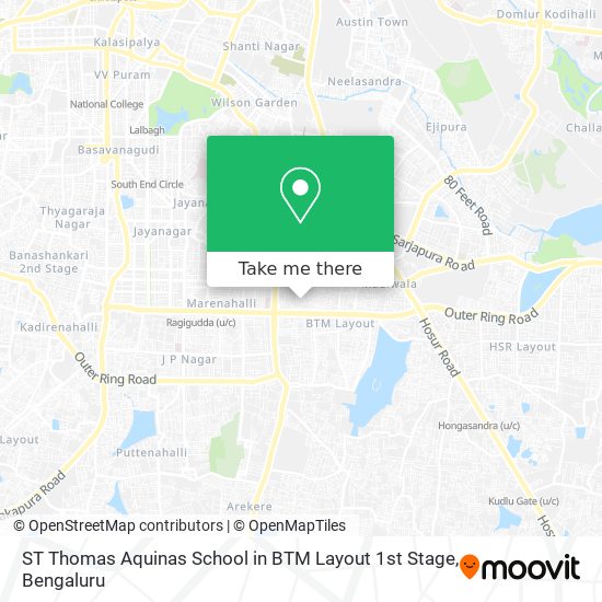 ST Thomas Aquinas School in BTM Layout 1st Stage map