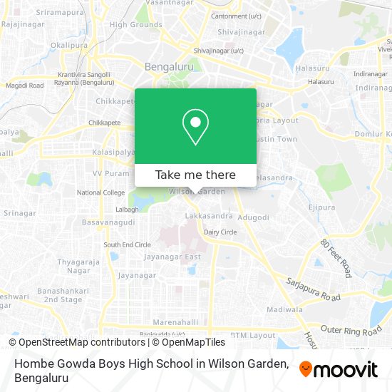 Hombe Gowda Boys High School in Wilson Garden map