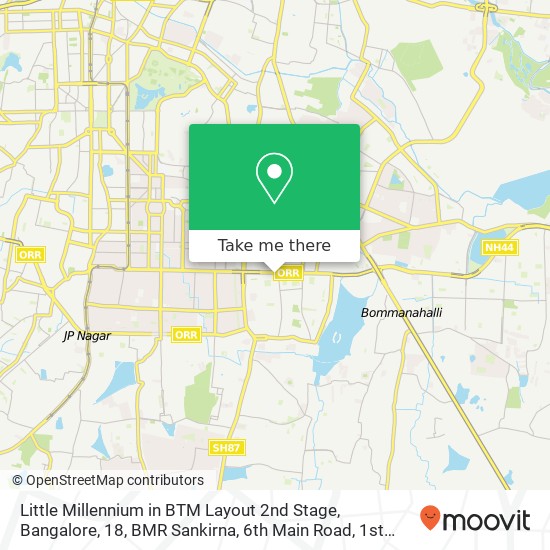 Little Millennium in BTM Layout 2nd Stage, Bangalore, 18, BMR Sankirna, 6th Main Road, 1st Cross, N map