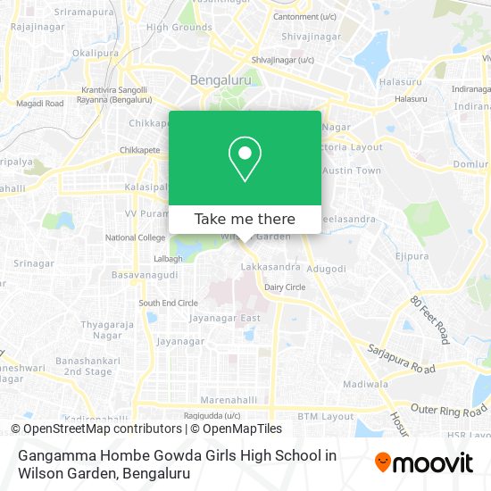 Gangamma Hombe Gowda Girls High School in Wilson Garden map