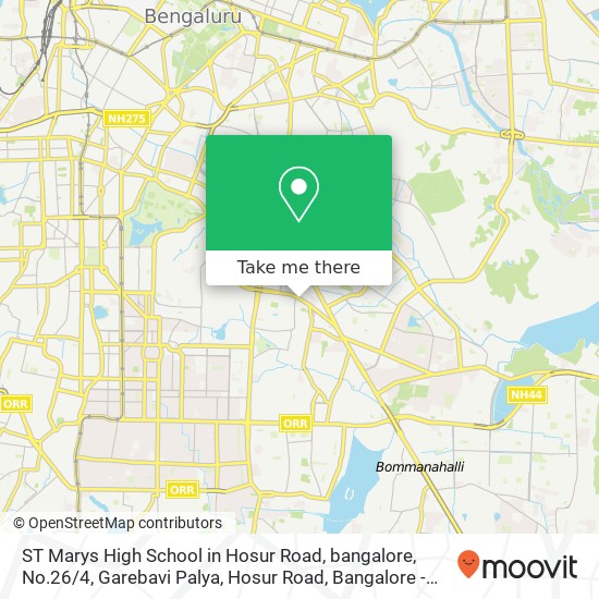 ST Marys High School in Hosur Road, bangalore, No.26 / 4, Garebavi Palya, Hosur Road, Bangalore - 560 map
