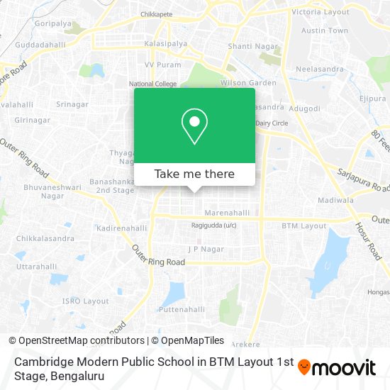 Cambridge Modern Public School in BTM Layout 1st Stage map
