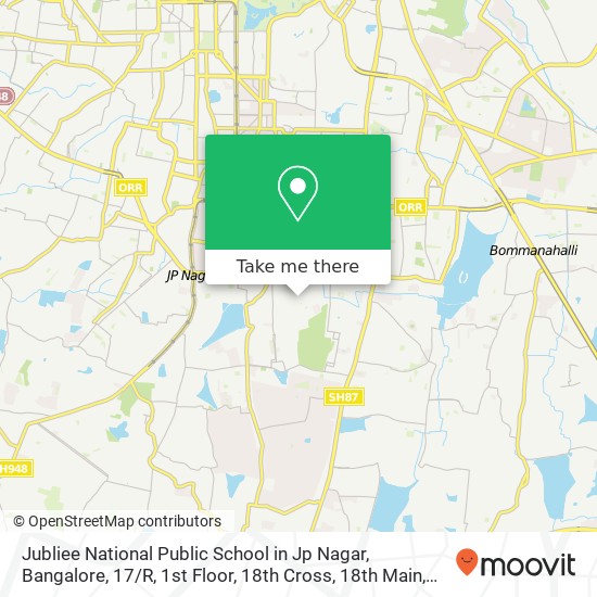 Jubliee National Public School in Jp Nagar, Bangalore, 17 / R, 1st Floor, 18th Cross, 18th Main, Sect map