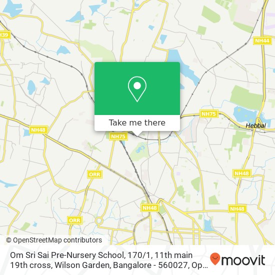 Om Sri Sai Pre-Nursery School, 170 / 1, 11th main 19th cross, Wilson Garden, Bangalore - 560027, Opp map