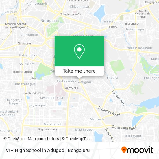VIP High School in Adugodi map